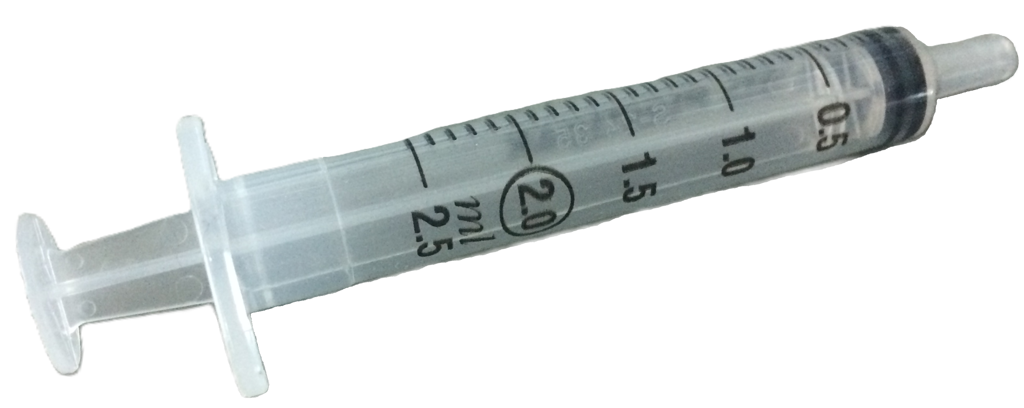 injectiespuit 2ml luer met rub zuiger