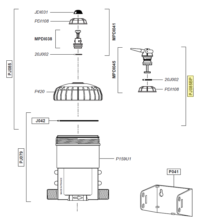 Dosatron deksel+bypass D25