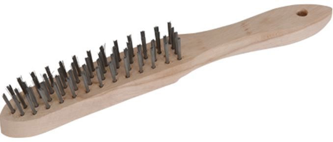 staaldraadborstel 4 rij 0,3mm rvs glad