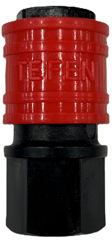 Tefen pp snelkopp.+klep ¼"bi rood/zwart