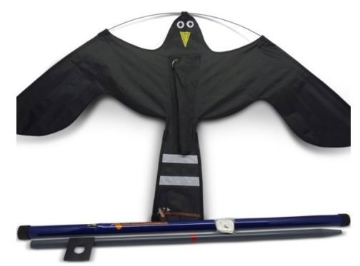 Vogelverjager kite met 7 meter fiberpaal