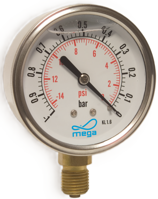 manometer 0-16bar ¼" glyc. onderaansl