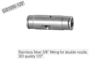 rvs 303 fitting dubbele nozzle 120g 3/8"