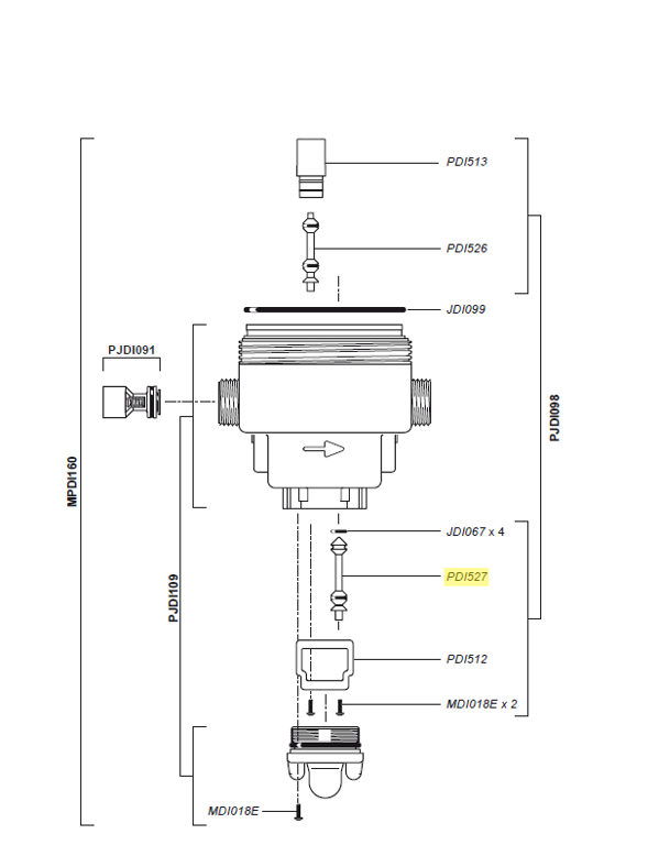 Dosatron klep lang tbv D07 5½%