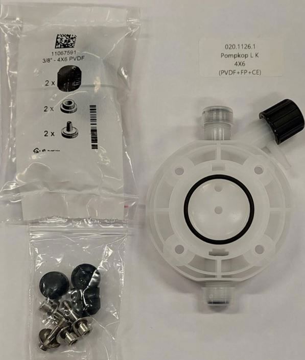 pompkop "T" 8x10-12 zuur PVDF FP viton