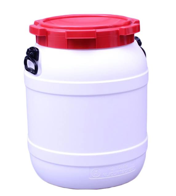 vat wit 55L met deksel rood