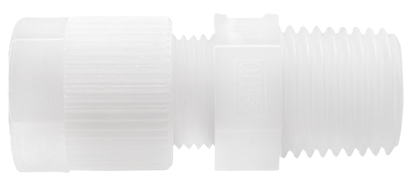 inschroef rechte kopp 6mm x ¼"pvdf