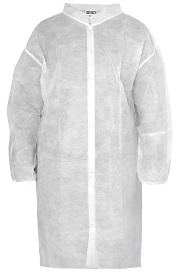 bezoekersjas pp wit drukknoop L 50/doos