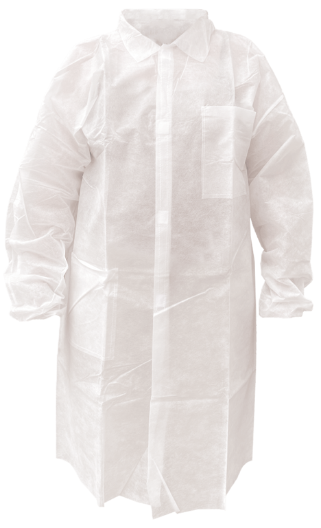 bezoekersjas PP wit klitteband XXXL 50/d