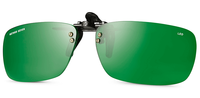 brilglazen-clip-on groen, smal, LED