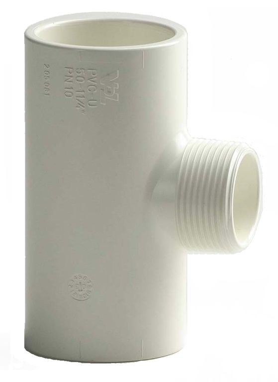 wit pvc T-stuk 50x1¼" 10bar