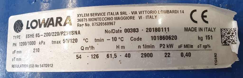 centrifugaalpomp Lowara e-SH 65-200/220