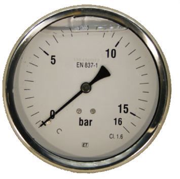 manometer 0-4bar ¼" glyc. rvs achteraans