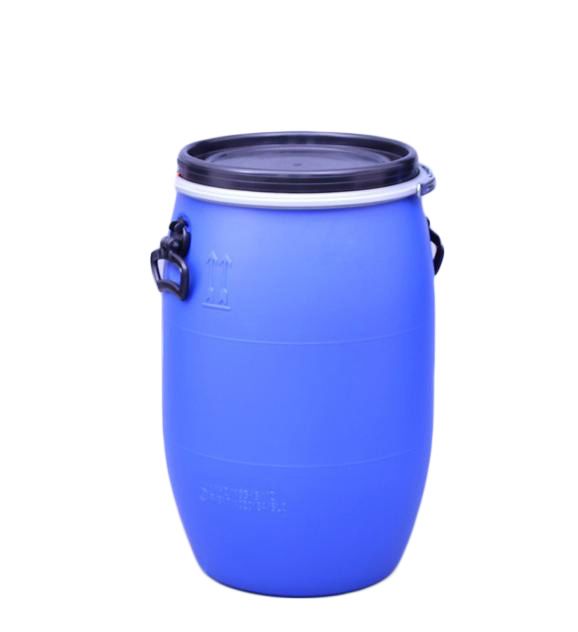 vat blauw 60L met deksel zwart