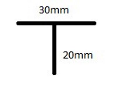 alu. T-profiel 120/15 smal, excl. dop