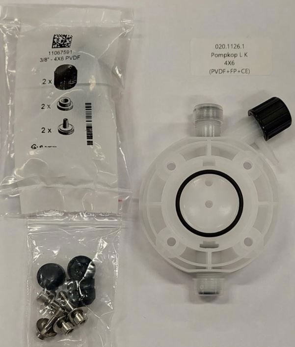 pompkop "T" 8x10-12mm loog PVDF EP EPDM