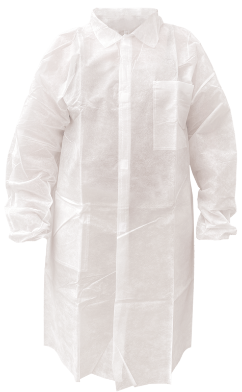 bezoekersjas PP wit klitteband XL 50/ds