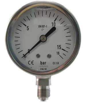 manometer 0-4bar ¼" glyc. rvs onderaansl