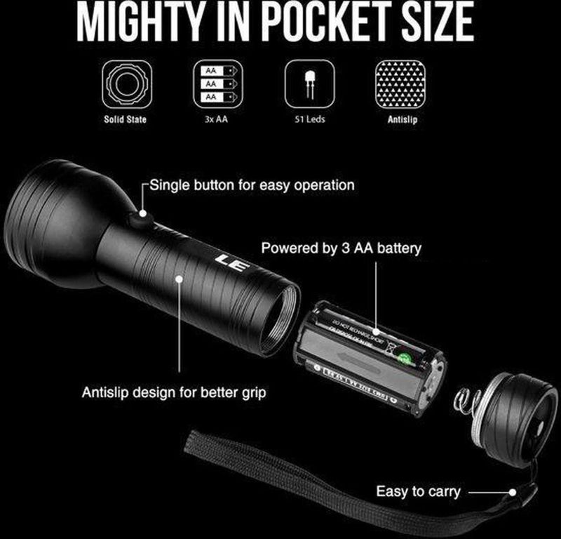 Blacklight zaklamp 110 x 45mm 51 Leds