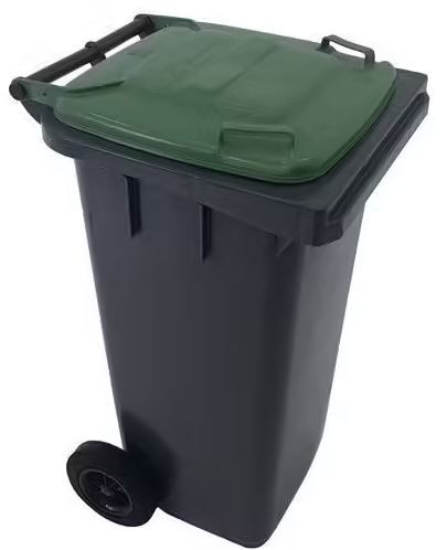 afvalbak + wiel 120ltr zw/gr met deksel