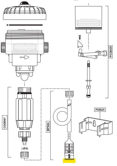 Dosatron aanzuigzeef+gewicht D45/D07/D25