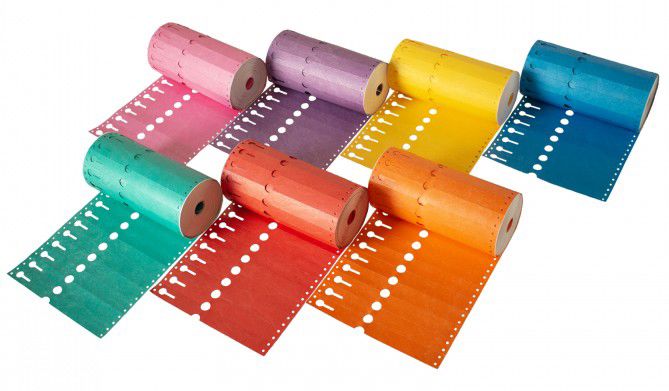 sleufetiket 14x1,7 div kleuren 1000/rol