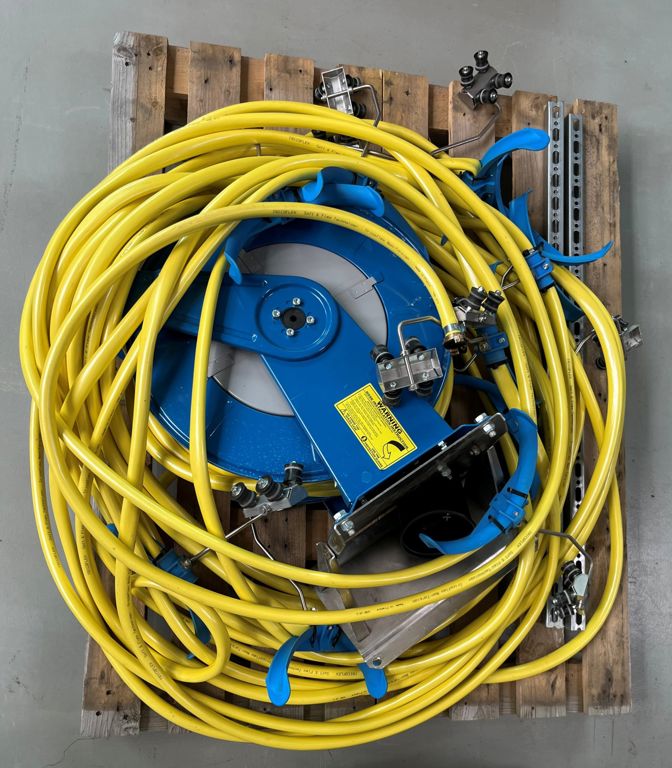 12 monorailkarren+slang tricoflex ¾" 50m