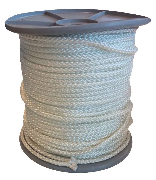 touw nylon gevl. wit 4mm 100 meter/rol