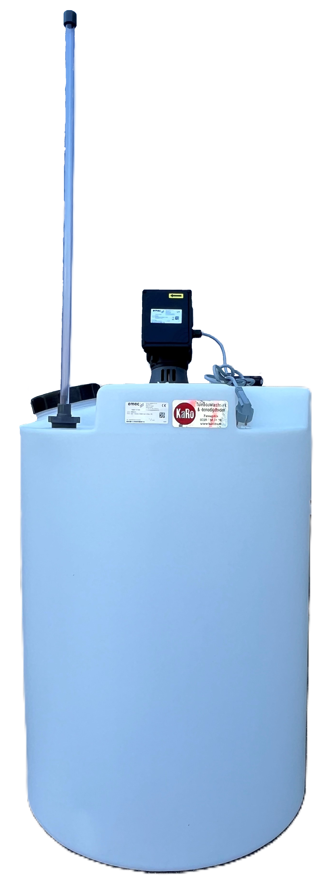 tank 200L+roermenger en zuigvoorziening