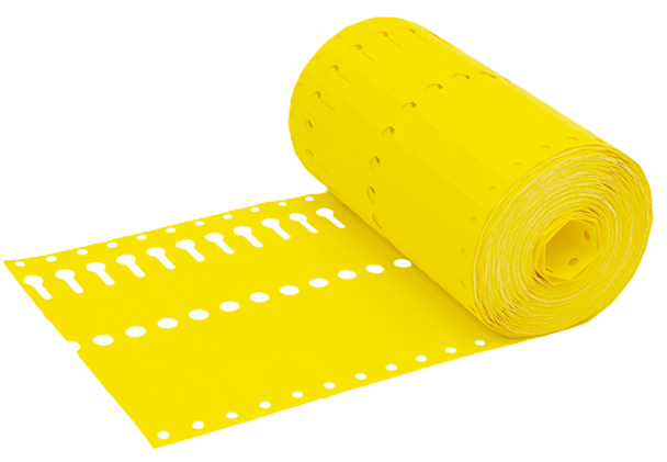 sleufetiket 16x1,27 geel 1000/rol