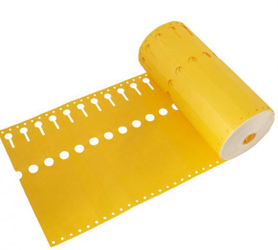 sleufetiket 22x2,55 geel 1000/rol