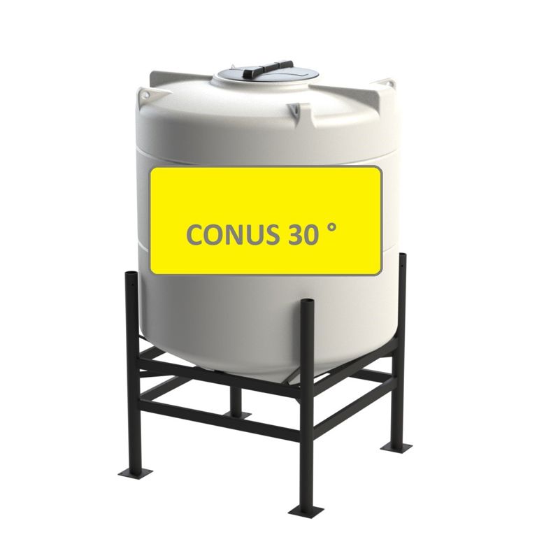 konische tank 1360L +frame en uitvoer 2"