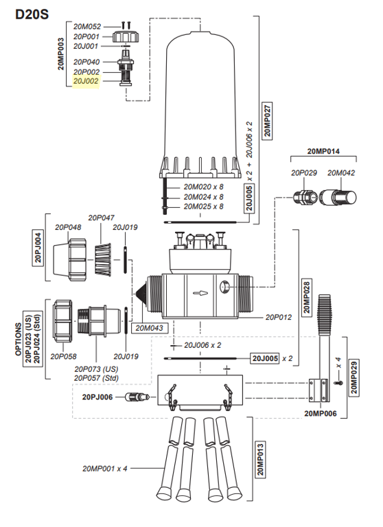Dosatron O-ring 20J002 D20S/D8