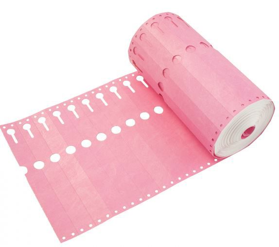 sleufetiket 22x2,55 roze 1000/rol