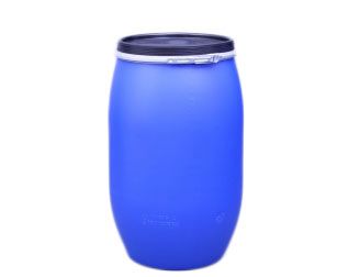 vat blauw 120L met deksel zwart