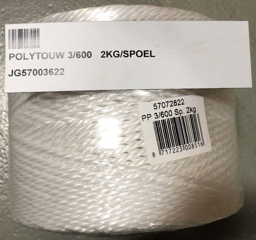 touw poly wit 3/600 2kg/spoel