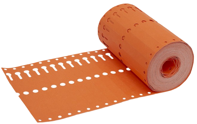 sleufetiket 16x1,27 oranje 1000/rol