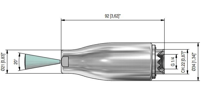 vuilfrees rvs UR36 nozzle 030 20° 360bar