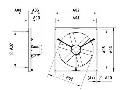 Ventilator 230V 50Hz 1370 t/min 400W