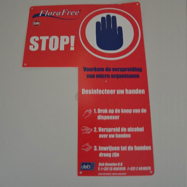 stop bord florafree desinfectie