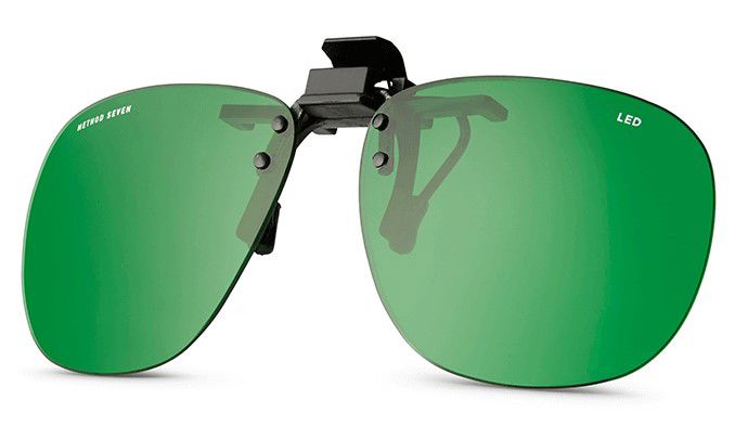 brilglazen-clip-on groen, groot, LED