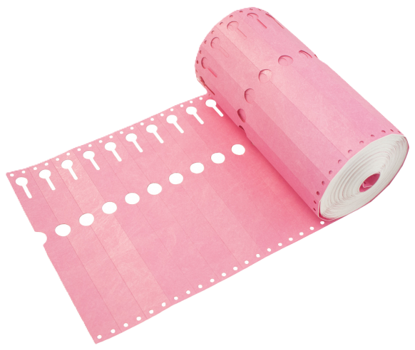 sleufetiket 16x1,27 roze 1000/rol