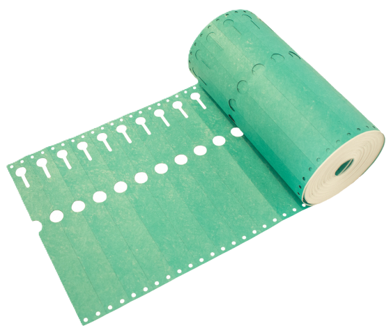 sleufetiket 16x1,27 groen 1000/rol