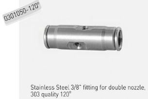 rvs 303 fitting dubbele nozzle 120g 3/8"