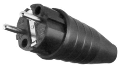 stekker 230V 16A RA rubber zwart
