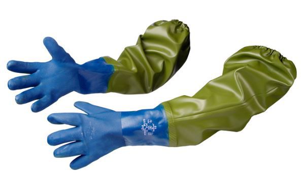 handschoen Dolfing 60cm blauw/groen L